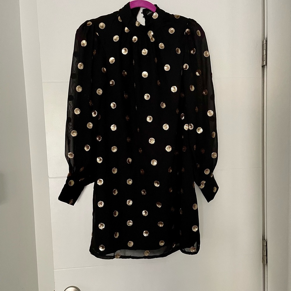 STUNNING‼️ GOLD SEQUIN SHEER MINI DRESS‼️ NWT DESIGNER SAMPLE S